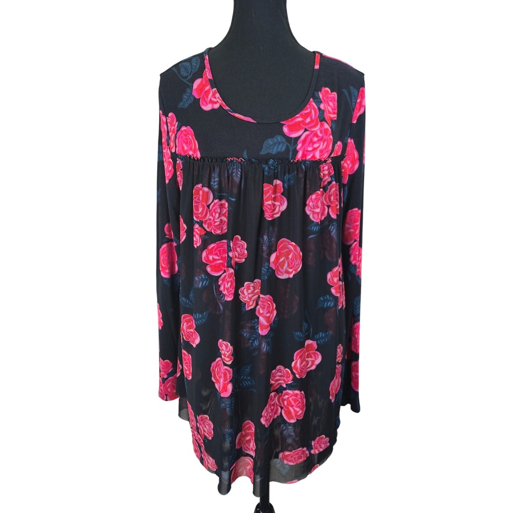Matilda Jane Floral Tunic Women Top Medium Babydoll Flowy Romantic Roses Y2K 90s - Picture 2 of 9
